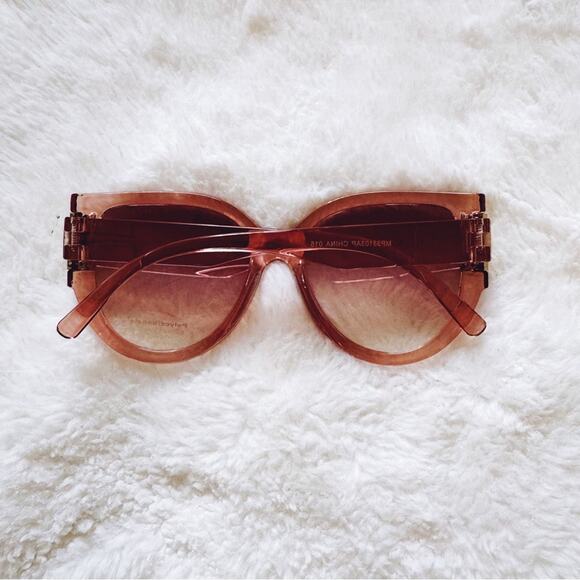 Rosy Clear Pink Cat Eye Oversized Sunglasses - Picture 10 of 12